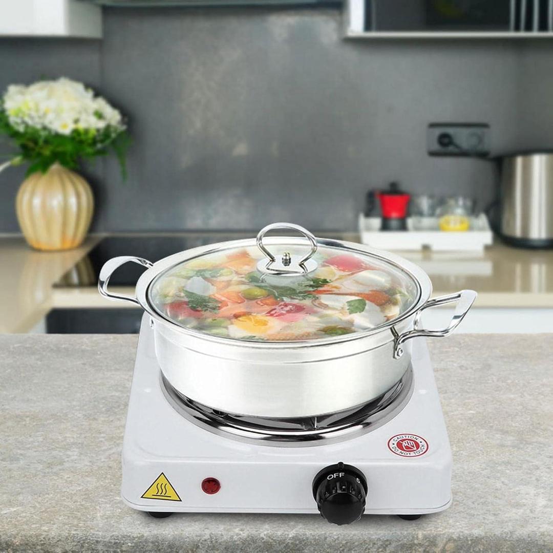 Portable Electric Stove White Stainless Steel Compact